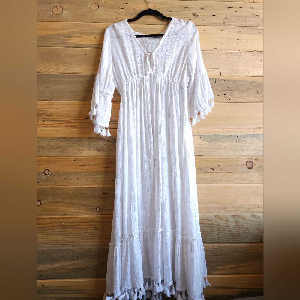 NWOT Jessica Taylor Sparkly White Maxi Dress - OS
